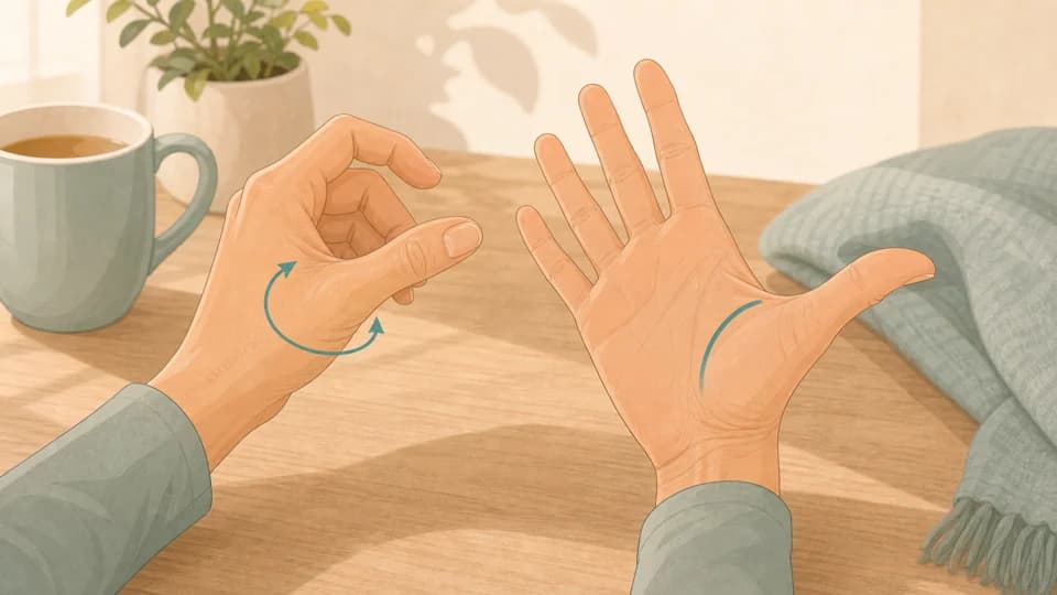 Illustration of mature hands doing gentle thumb circles