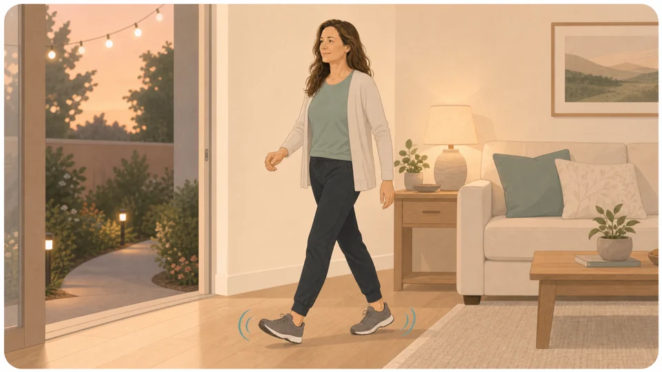 Illustration of Emma taking a gentle after-dinner walk