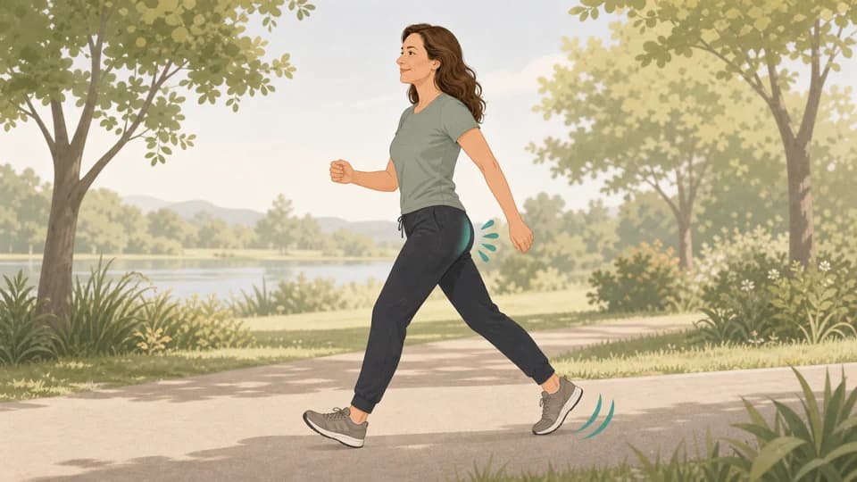 Illustration of Emma pushing from the back leg while walking
