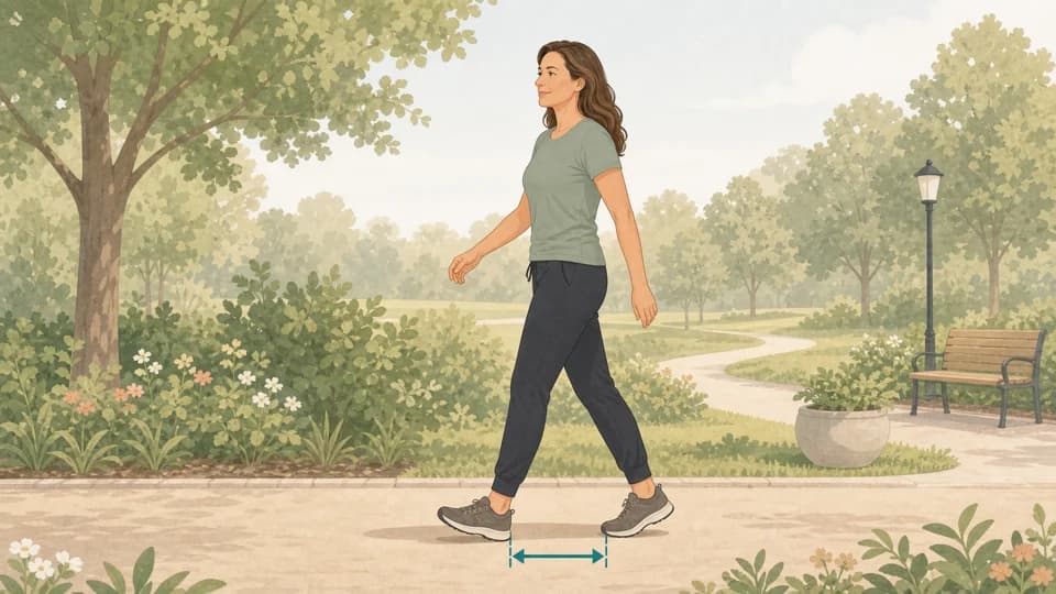 Illustration of Emma walking with a shorter stride