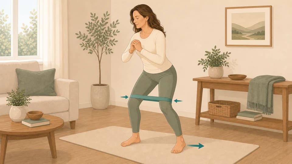 Illustration of Emma doing monster walks with a mini-band