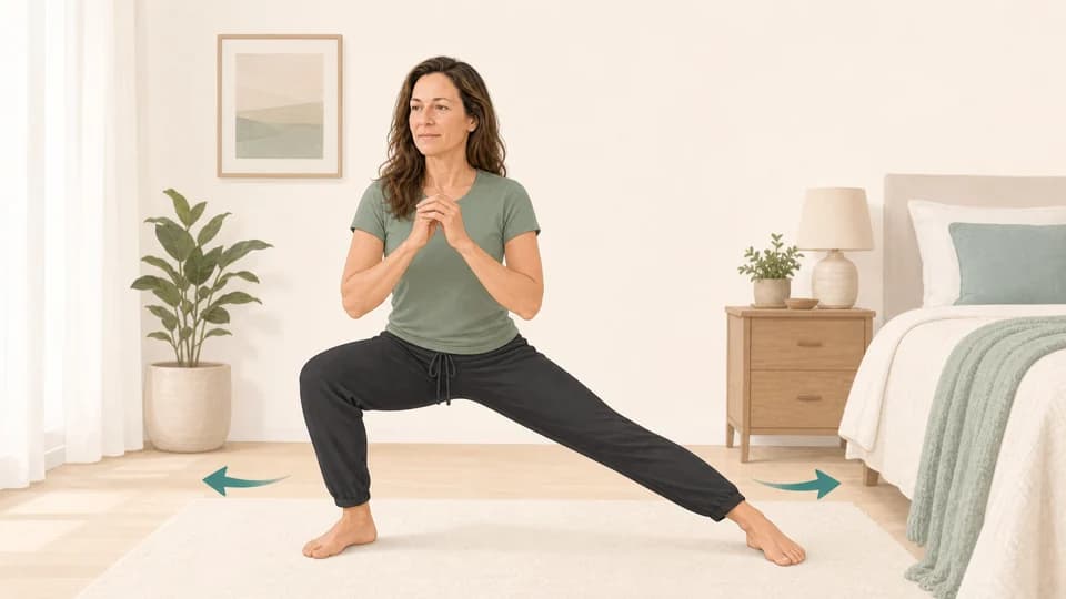 Illustration of Emma doing a gentle side lunge