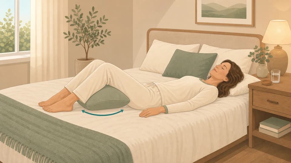 Illustration of Emma lying on her back with a pillow under her knees