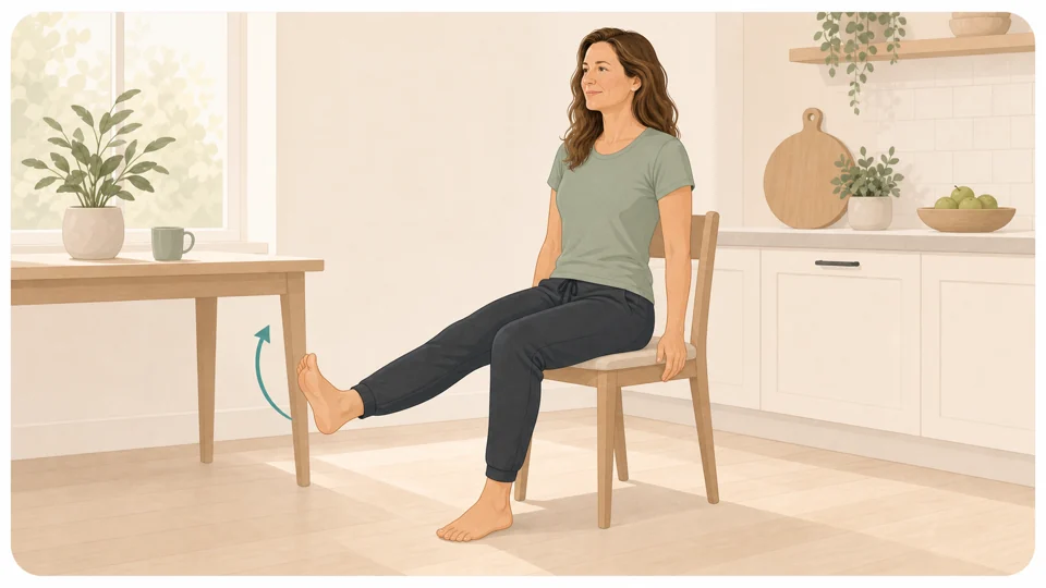 Illustration of Emma doing seated knee extensions