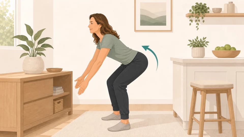 Illustration of Emma hinging from the hips instead of bending knees first
