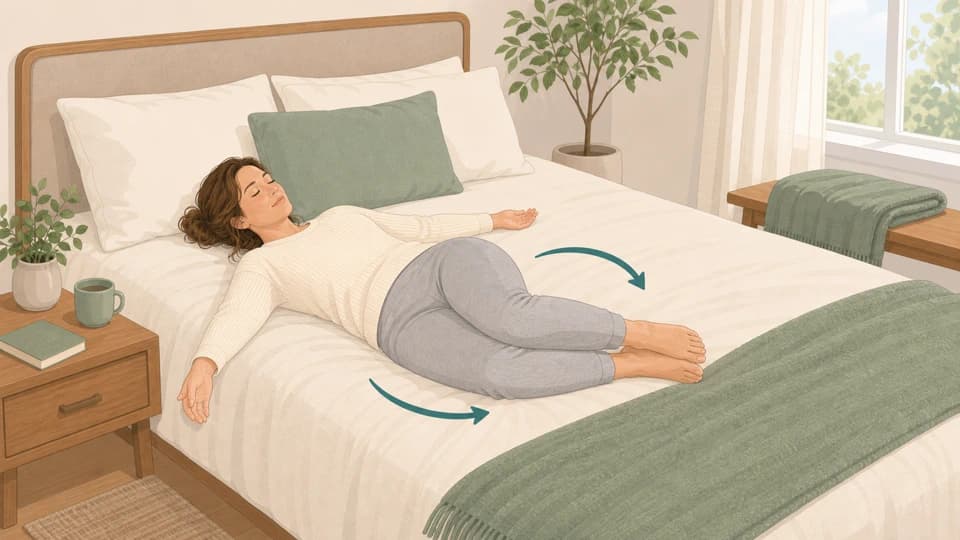 Illustration of Emma doing bed hip rocks